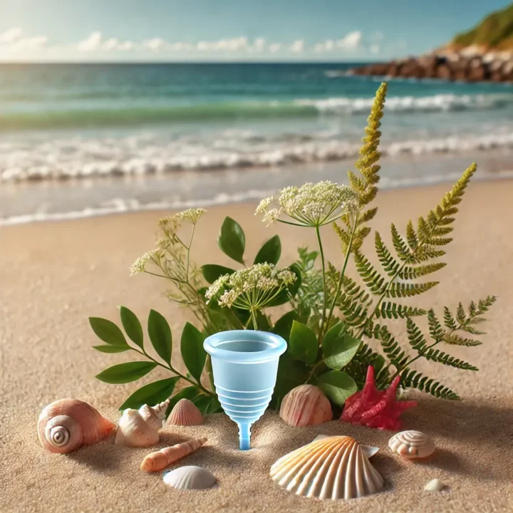 une cup menstruelle sur la plage